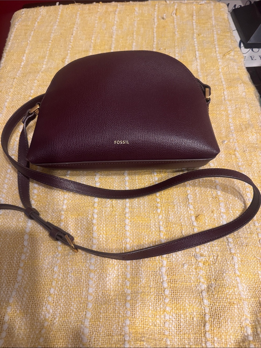 Fossil Deep Wine Pebbled Leather Crossbody